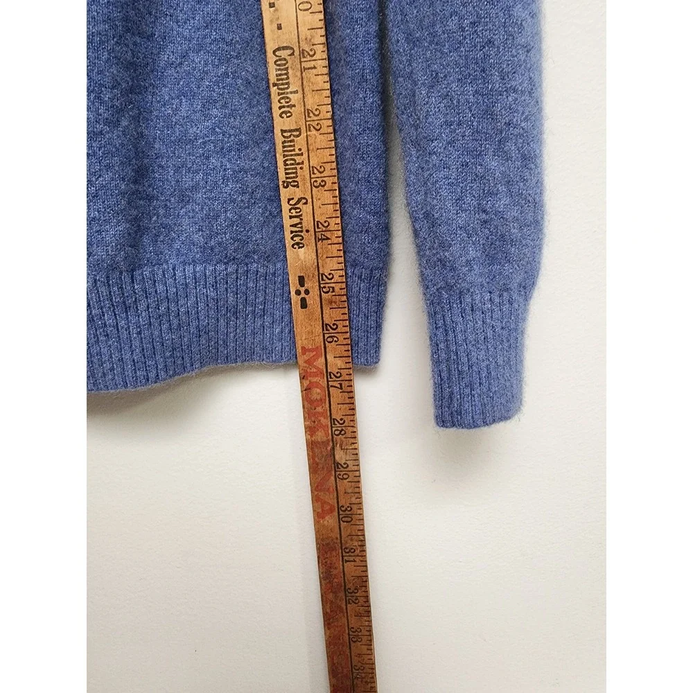 LL Bean Mens XL 100% Cashmere Full Zip Sweater Blue Heather Mock‎ Neck